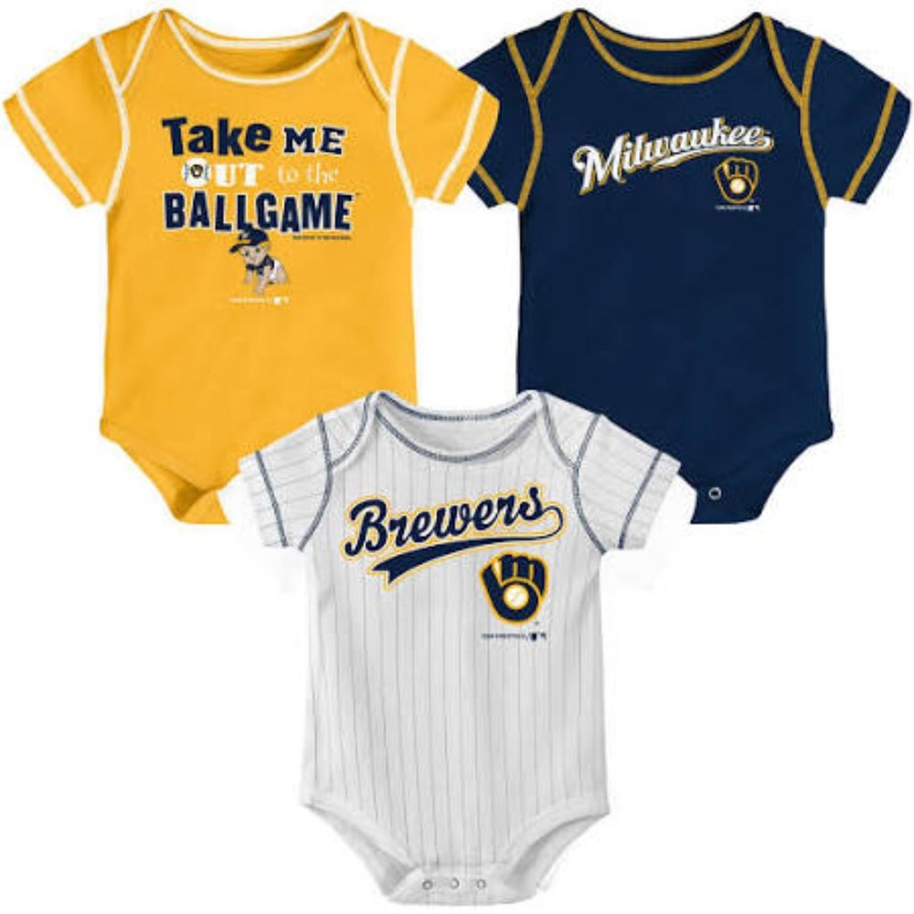 MLB Milwaukee Brewers Boys' 3pk Bodysuit Set